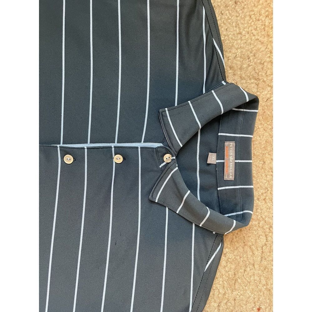 Peter Millar Gray guitar Striped Golf short sleeve golf polo shirt XL‎ Men